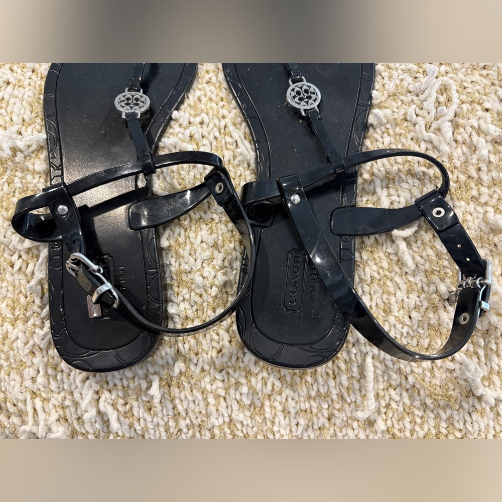 Coach Black Sandals with Silver Details - Picture 3 of 9